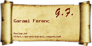 Garami Ferenc névjegykártya