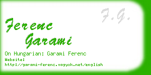 ferenc garami business card